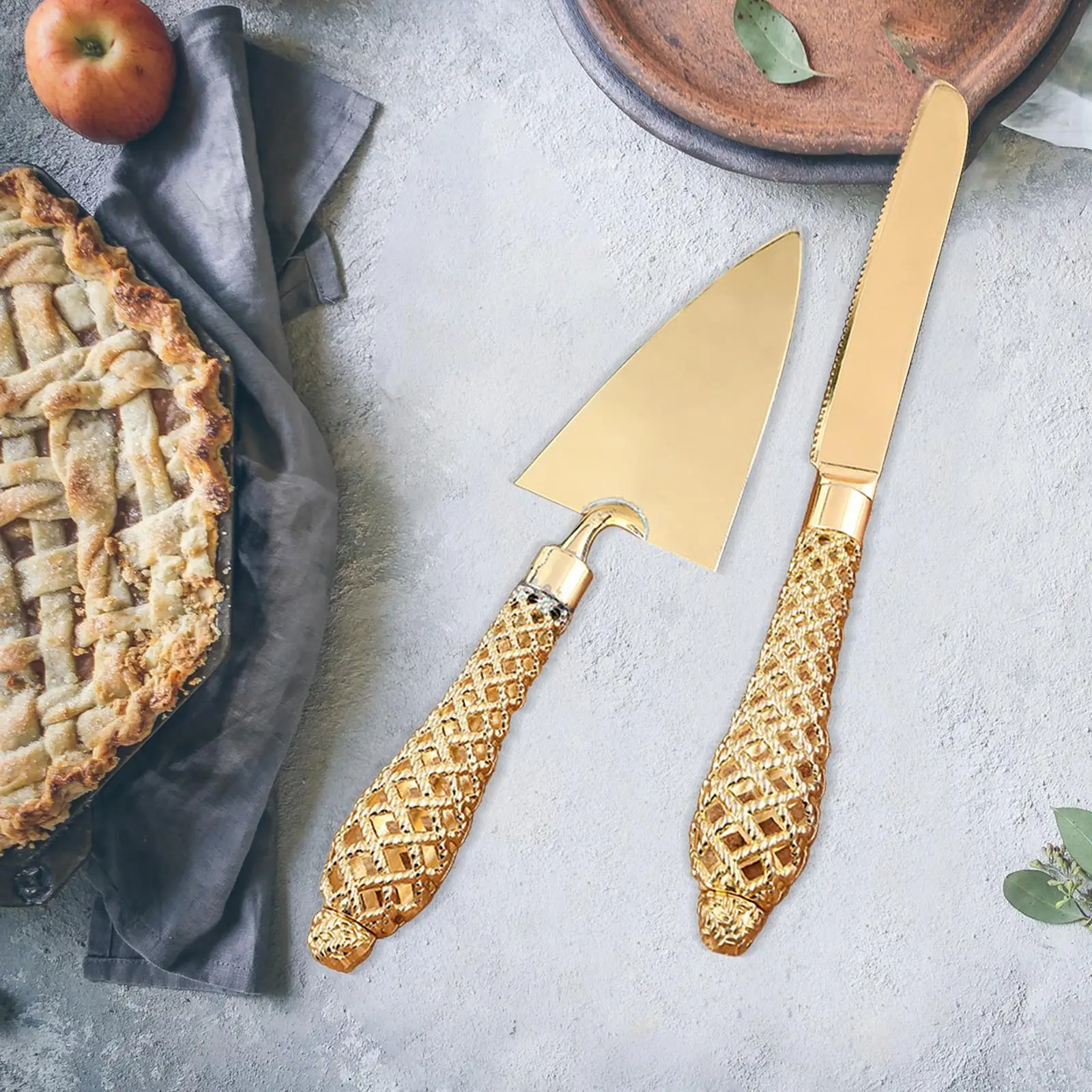

Gold Cake Pastry Server Set Cake Dessert Cutter Zinc Alloy for Birthday