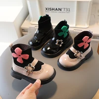 flower embroidery girls socks shoes 2022 early autumn baby princess ankle boots student non slip beauty little girl shoes f08014