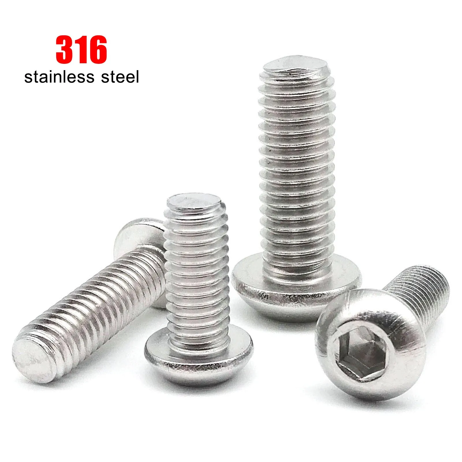 

316 A4 Stainless Steel High Quality M3 M4 M5 M6 M8 M10 M12 ISO7380 Marine Grade Hexagon Hex Socket Button Head Allen Screw Bolt