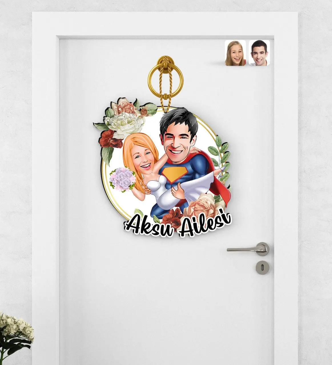 

Персонализированная карикатура для деревянной двери на День Св. Валентина Су-92