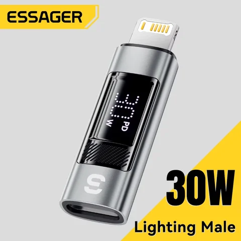 Essager USB C Display OTG адаптер PD 30 Вт для быстрой зарядки Type-C «мама» на Lightning «папа» для iPhone 15 14 13 конвертер