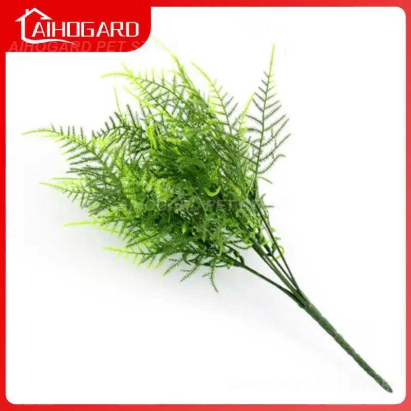 

High Quality Artificial Asparagus Plastic Green 7 Stems Plastic Decorative Fern Bush Plants Table Decors Grass Leaf Garden Porch