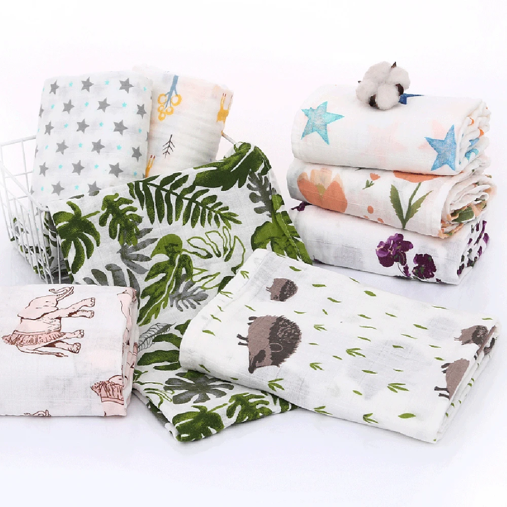 

Blankets For Baby Gauze Cartoon Infant Wrap Sleepsack Stroller Cover Elephant Print Newborn Bath Towel Cozy Baby Crib Blanket