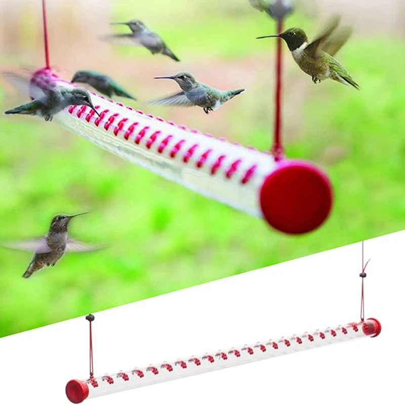 

Plastics Bird Feeder Hummingbird feeders for Outdoors Hanging with Bright Transparent Flower Red Tube for Patio Garden Yard