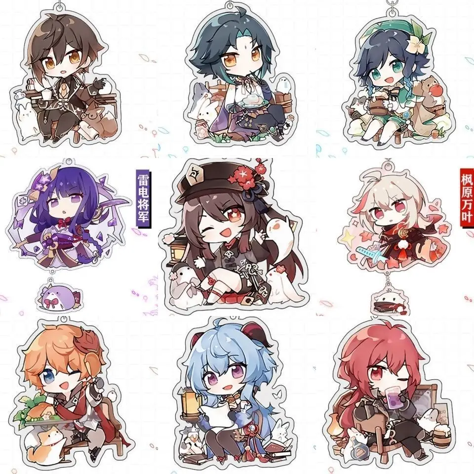 

Genshin Impact High Quality Acrylic Men Car Key Chain Bag Pendant Game Anime Peripheral Figure Keychains Ring Toys Jewelry Gifts