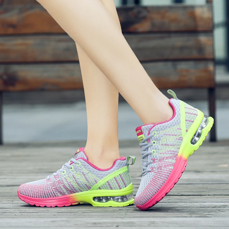 Fashion Sneakers Women Air Cushioning Running Shoes Lightweight Breathable Mesh Comfortable Athletic Sport Tennis Shoe Trainers