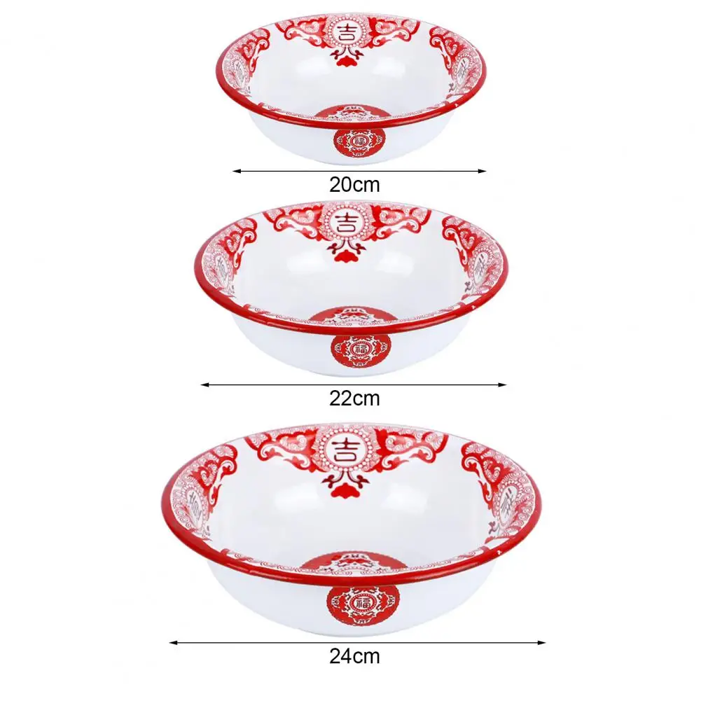 Durable Food Basin Easy Clean Enamel Large Capacity Thick Storage Plate for Home Soup Plate Enamel Bowl Kitchen Supplies посуда images - 6