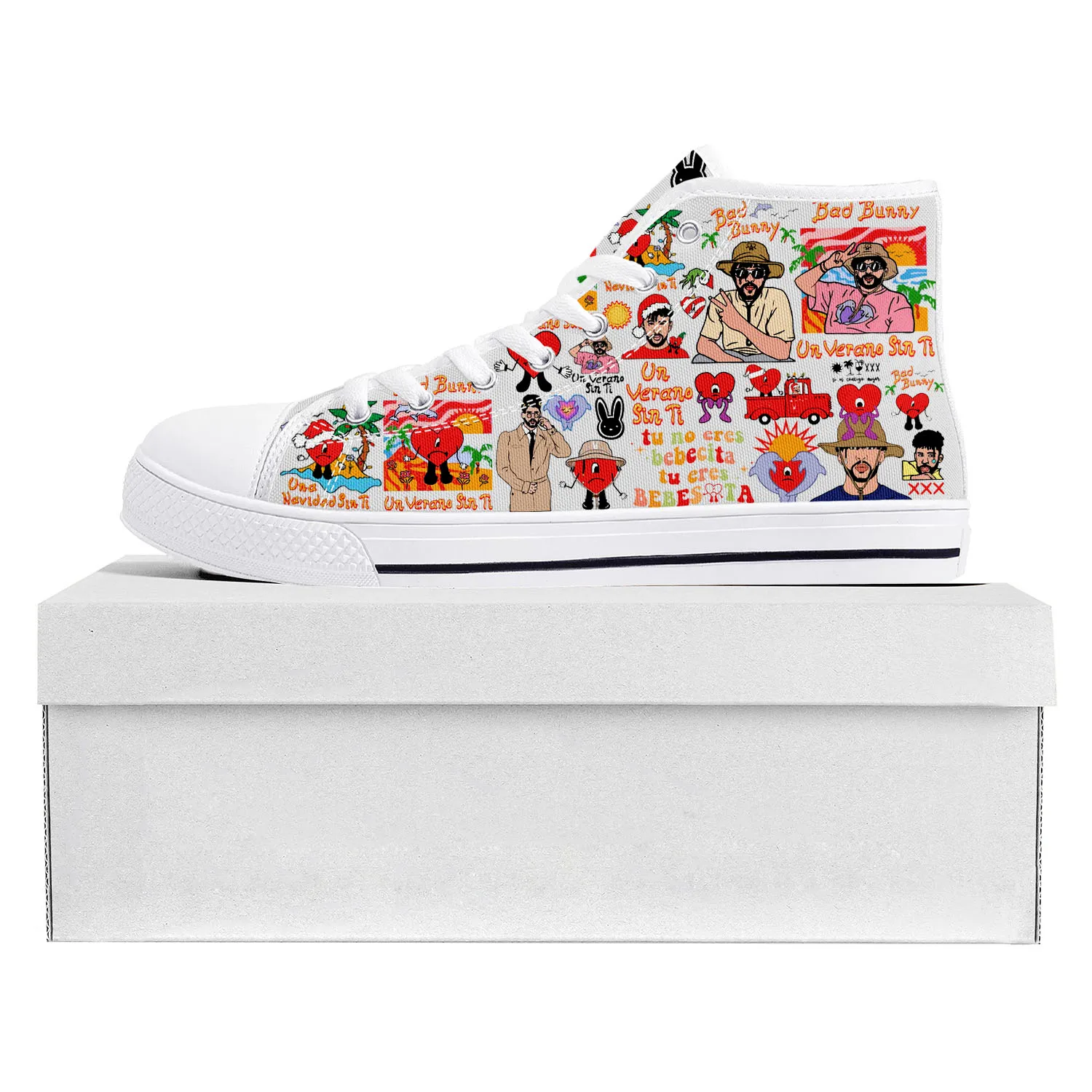 Bad Bunny High Top Sneakers Mens Womens Teenager Benito Antonio Martínez Ocasio Canvas Sneaker Couple Shoes High Quality Shoe