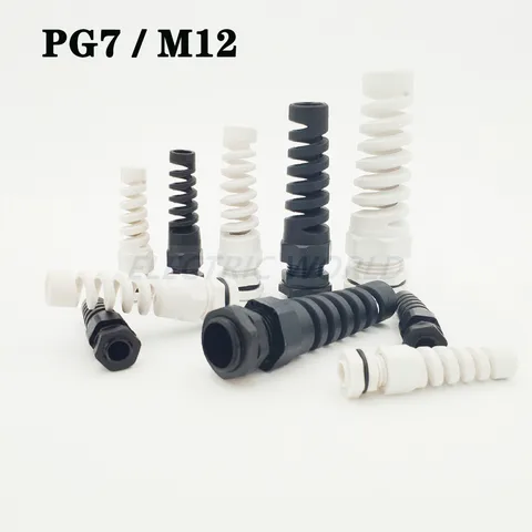 Нейлоновые кабельные ЖЕЛЕЗЫ PG7 M12, Водонепроницаемые кабельные соединители, резиновая проводка, трубопровод IP68, пластиковая кабельная Втулка с защитой от изгиба