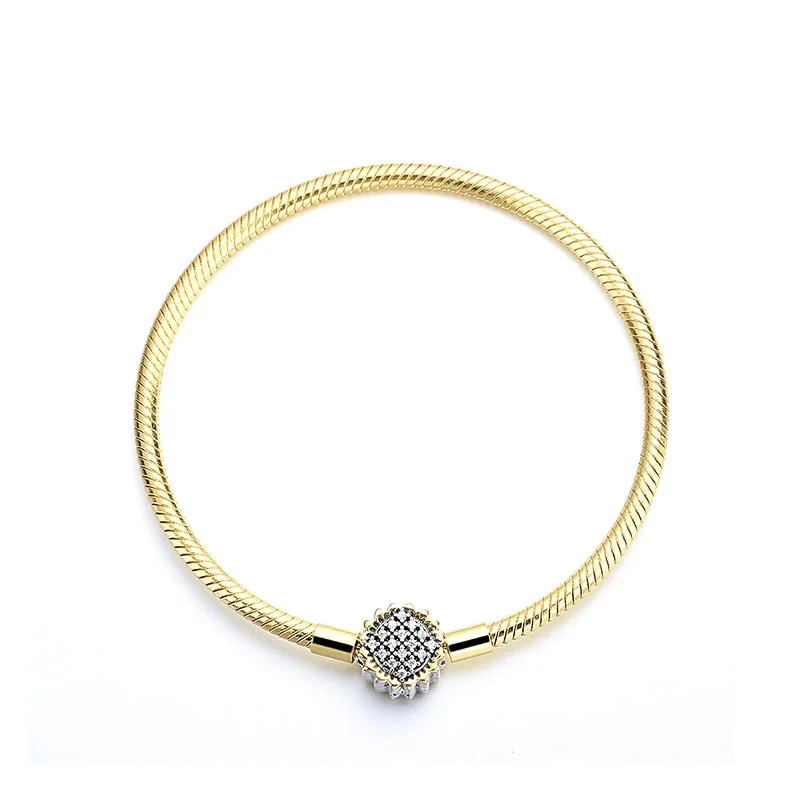 Женская Серебряная цепочка 925 пробы браслет в виде подсолнуха с бриллиантами