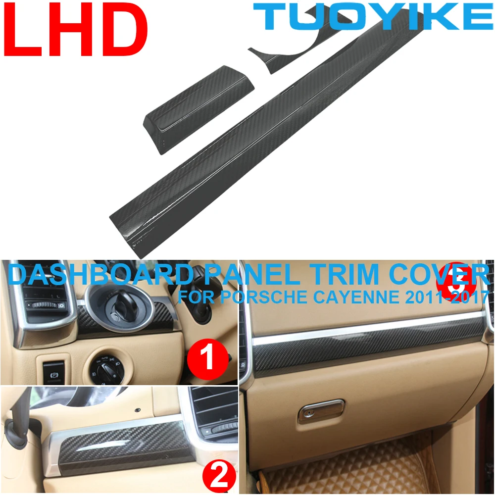 

Внутренняя панель приборной панели LHD из натурального сухого углеродного волокна, декоративный чехол, стикер для отделки, Стильная рамка для Porsche Cayenne 958 2011-2017