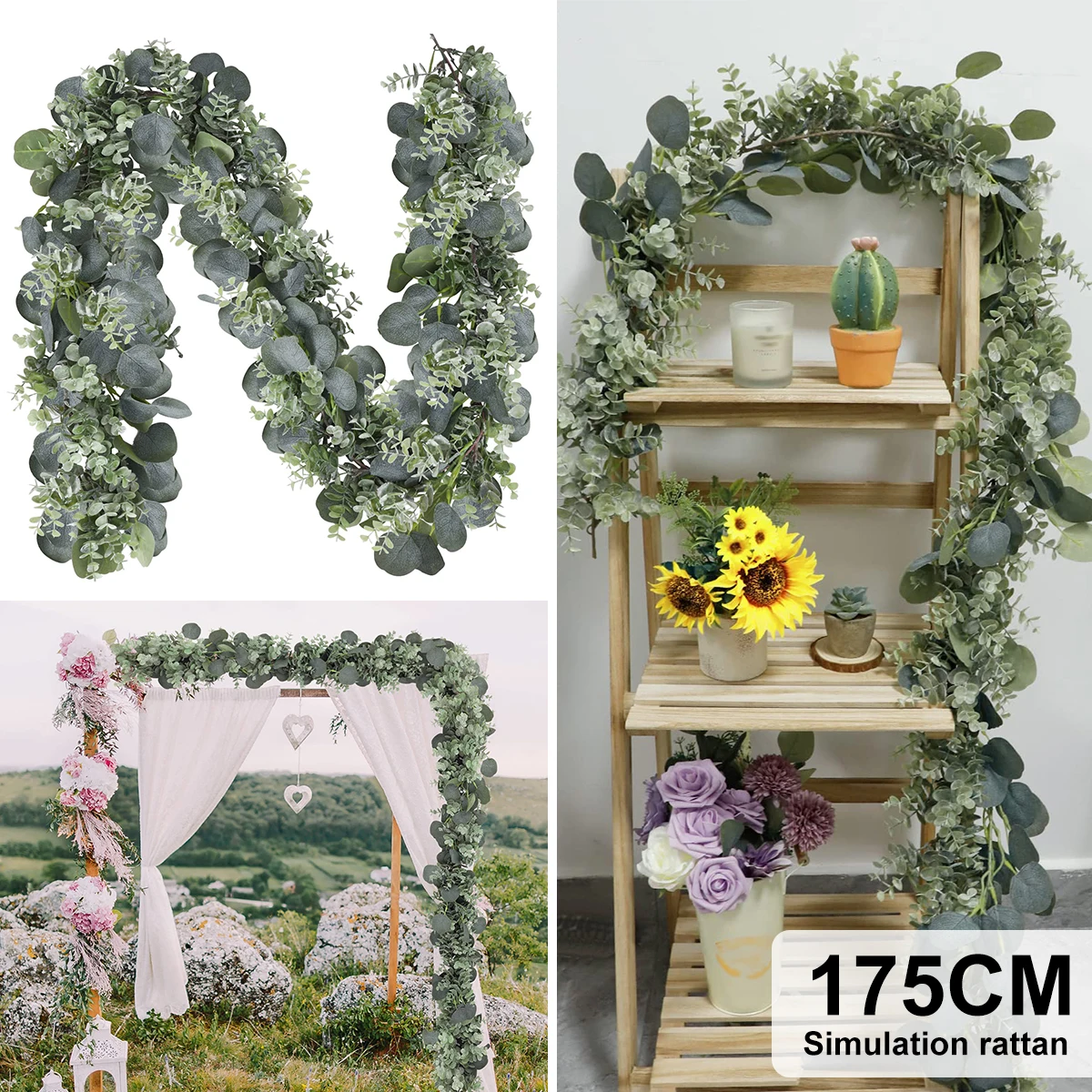 

Faux Eucalyptus Garland Artificial Eucalyptus Garland Reusable Plastic Realistic Eucalyptus Leaves Vine Decorative Greenery