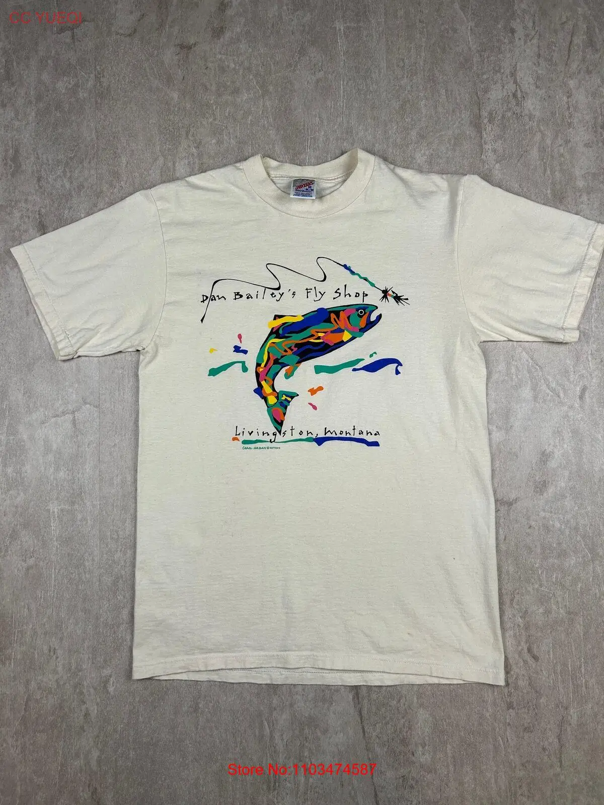 Футболка мужская с надписью Carol Hagan's Dan Bailey's Fly Shop размер M