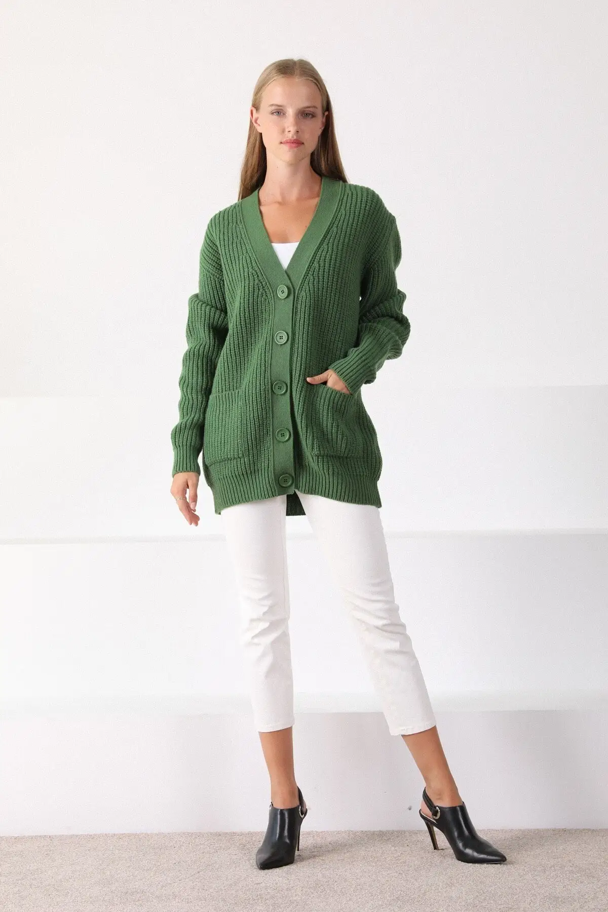 

Women's Cardigan Green gamo Wool Oversize knit Casual Knitted Quality Fashion Cardigan Sweaters Loose Sweater Sweater Sweater Sweater