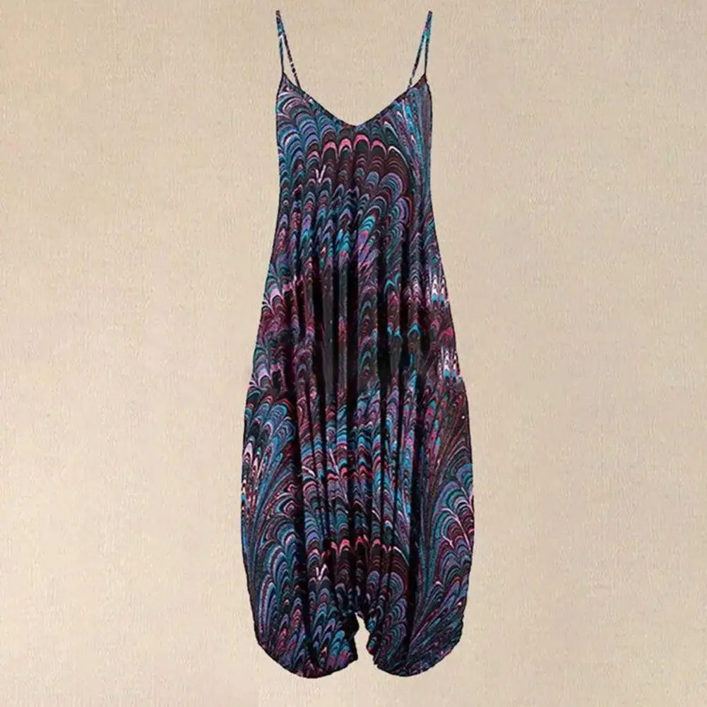 

Повседневный пляжный комбинезон, Летний комбинезон, популярный комбинезон на бретелях с широкими штанинами и V-образным вырезом