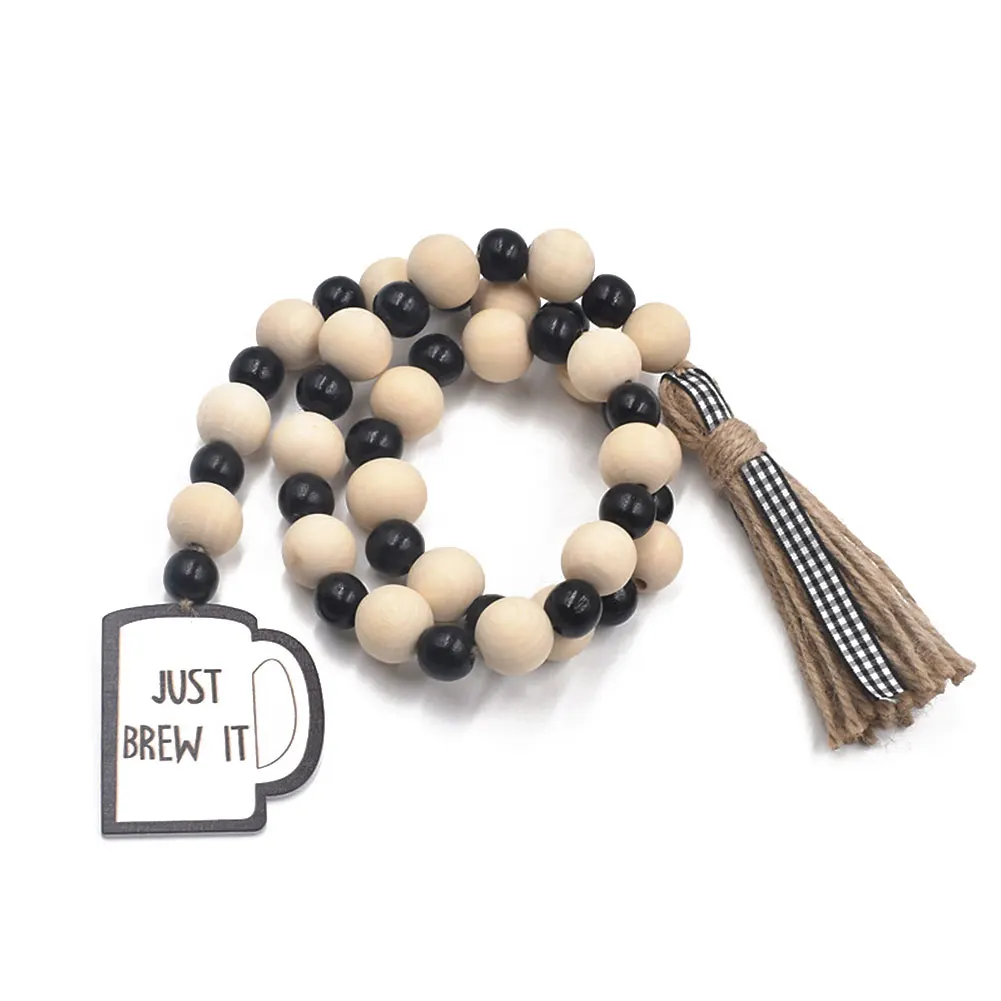 

Window Wall Hanging Wedding Restaurant Universal Wooden Beads String Party With Tassels Car Rustic Style Home Decor Farmhouse