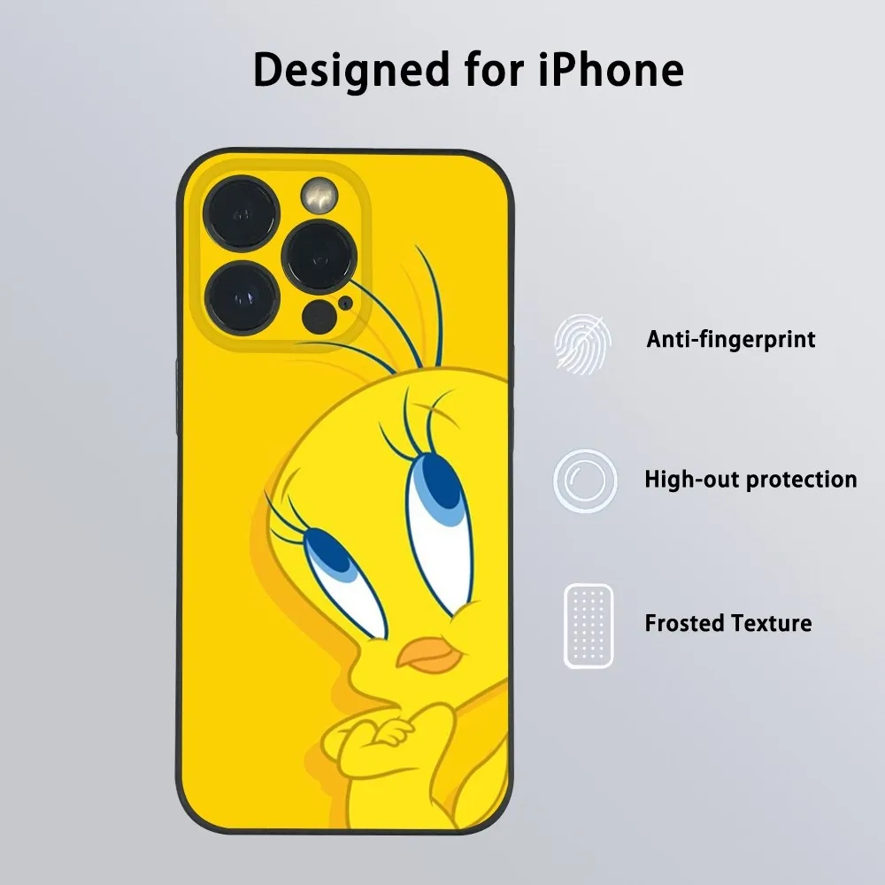 Чехол T-Tweety Bird для телефона iPhone 15 14 13 12 11 Pro Xs Max Mini XR X 7 8 Plus черный противоударный