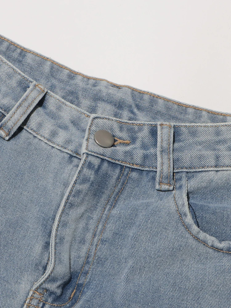 Брюки VGH женские джинсовые в стиле пэчворк свободные однотонные прямые штаны