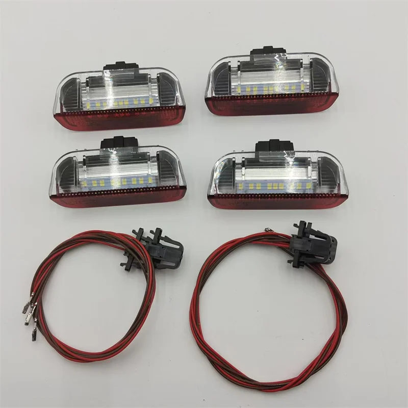 4 шт. светодиодные сигнальные лампы для дверей, внутренние лампы + провод кабеля для Golf Jetta MK5 MK6 Passat B6 B7 CC TIGUAN 3AD 947 411
