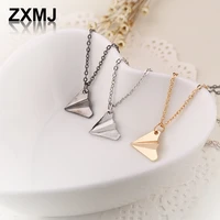 zxmj fashion paper airplane necklace creative letter airplane pendants couple girlfriends necklaces popular mens group jewelry