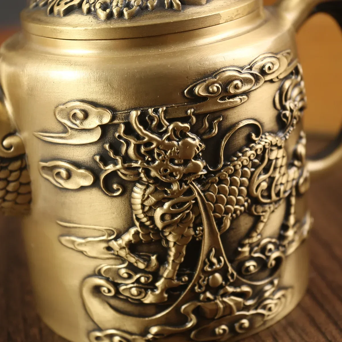 Латунный рельефный чайник с единорогом украшение для офиса креативный Wufu чайный