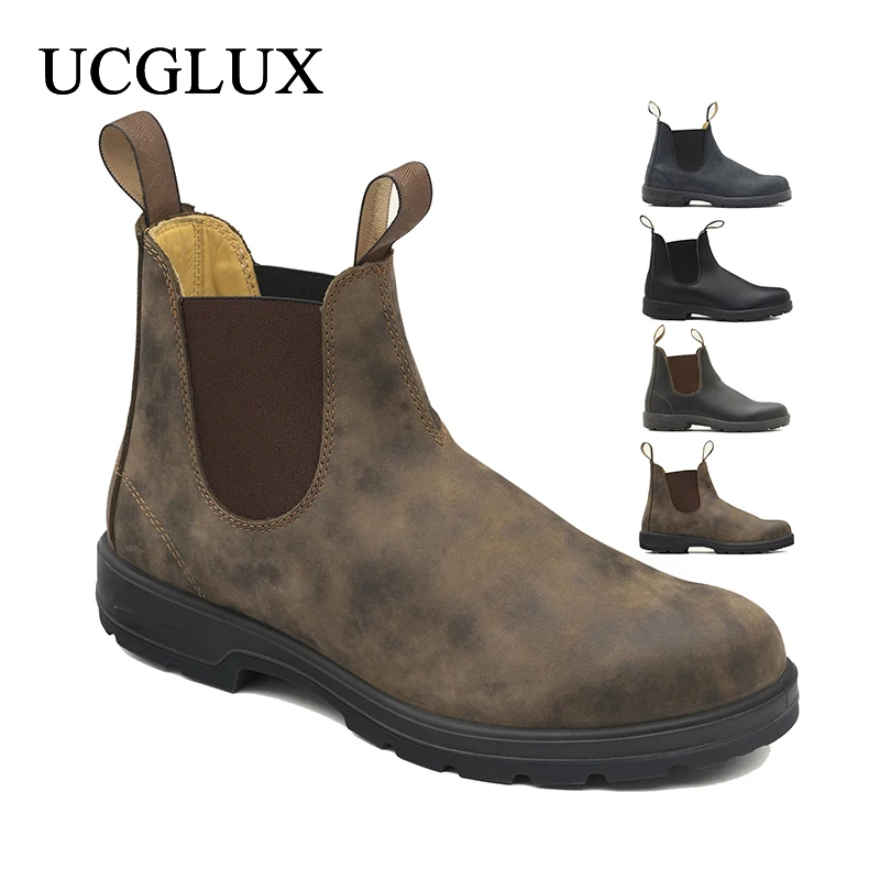 

Men Ankle Leather Boots Luxury Brand Slip-On Retro Chelsea Boots Man Couples Short Boots Mens Shoes Zapatos De Seguridad Hombre