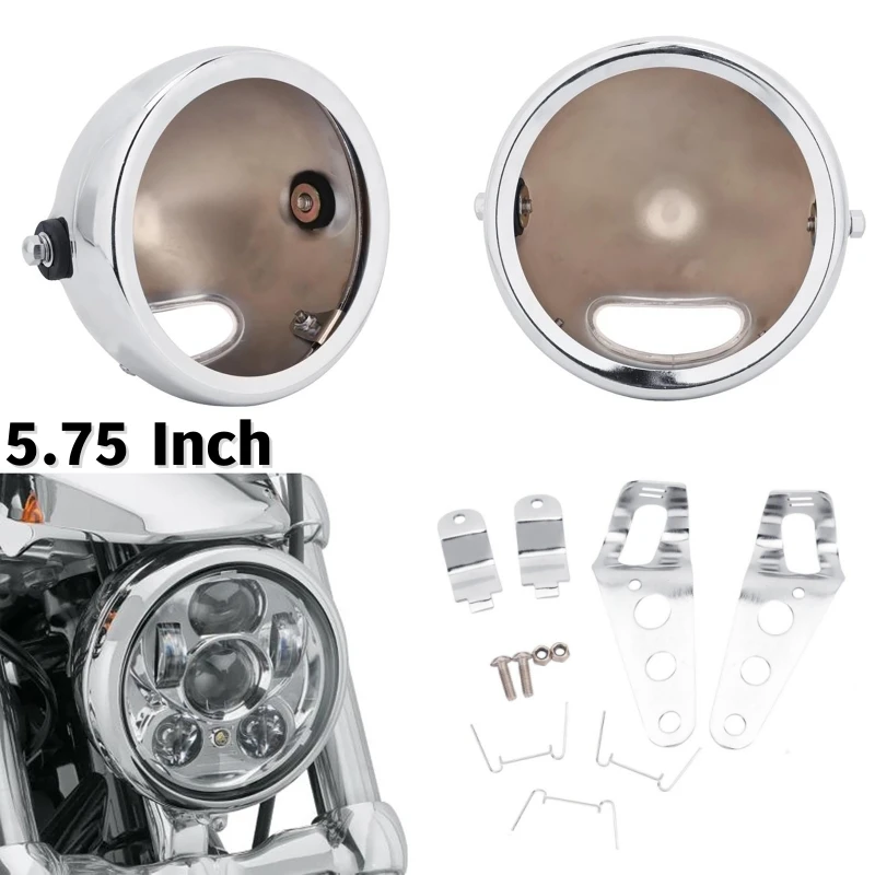 

1Pcs 5-3/4"5.75 Inch Motorcycle LED Headlight Mount Housing Bucket Lamp Shell Bracket For Motorcycle Bike（No Light Bulb）