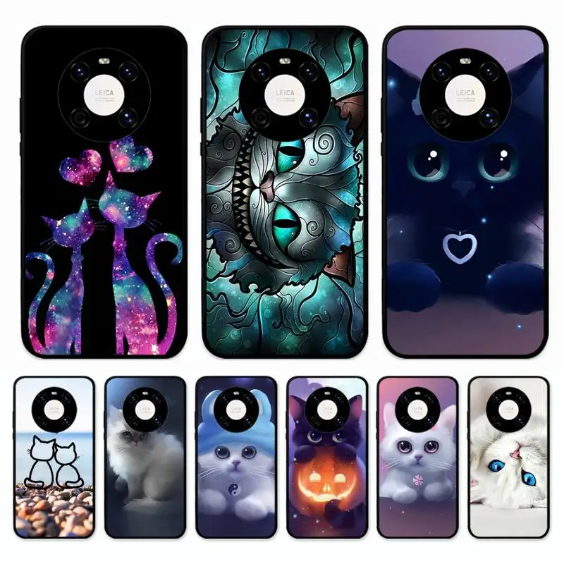 

Cute Cat kitten Phone Case for Huawei Mate 20 10 9 40 30 lite pro X Nova 2 3i 7se