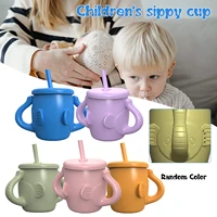 silicone training cup proof straw sippy water cup for toddlers with handle easy to carry mug with 2 handles 150ml