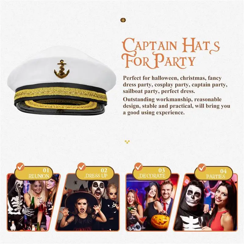 

Captain Hat Boat Captain Hat Sailor Hat Captain Costume Hat For Men Women Party Clothing Accessory