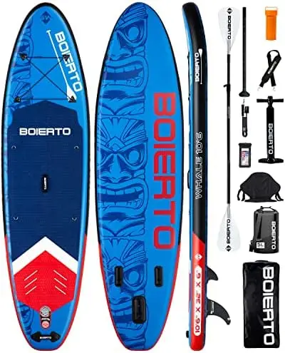 

Inflatable Stand Up Paddle Boards for Adults, Yoga Board with Premium Sup Accessories & 3 Removable Fins, Backpack, Kayak Se Pad