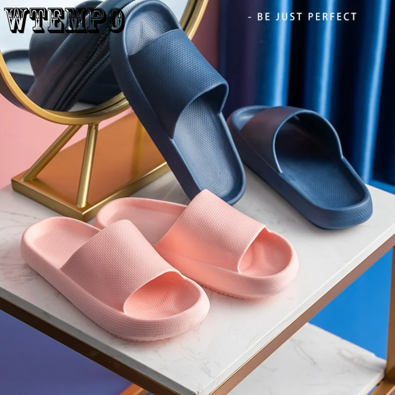 WTEMPO Fashion Slippers Thick Platform Flat Shoes Mute EVA Soft Indoor Home Non-slip Sandals Outdoor Beach Slides Dropshipping