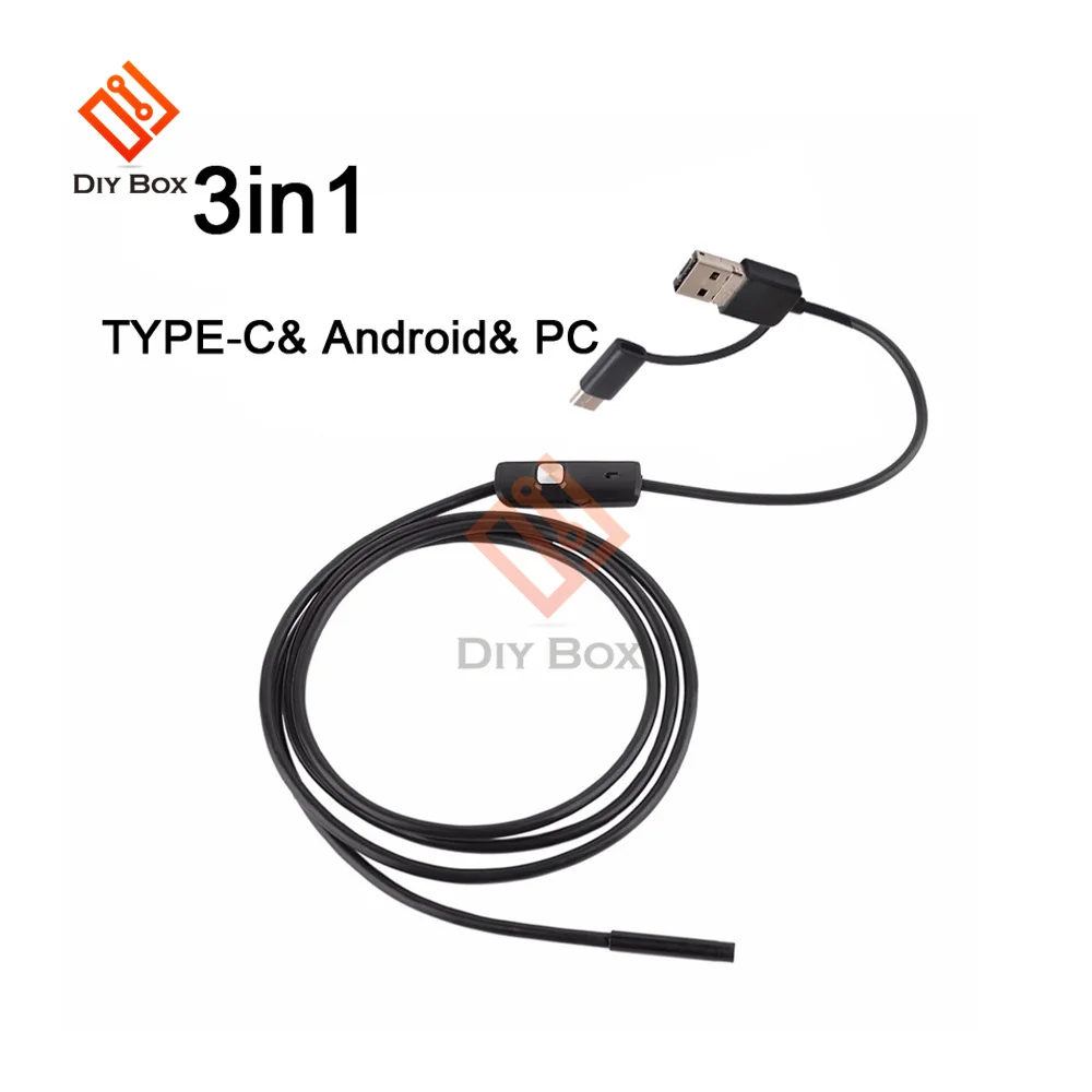 Эндоскоп 3 в 1 с USB/Micro USB/Type-C для Android бороскоп камерой осмотра водонепроницаемый