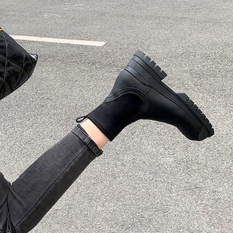 Autumn Winter Chelsea Boots Women Platform Brown Black Beige White Ankle Boots for Women Fur Short Chunky Punk Gothic Shoes New