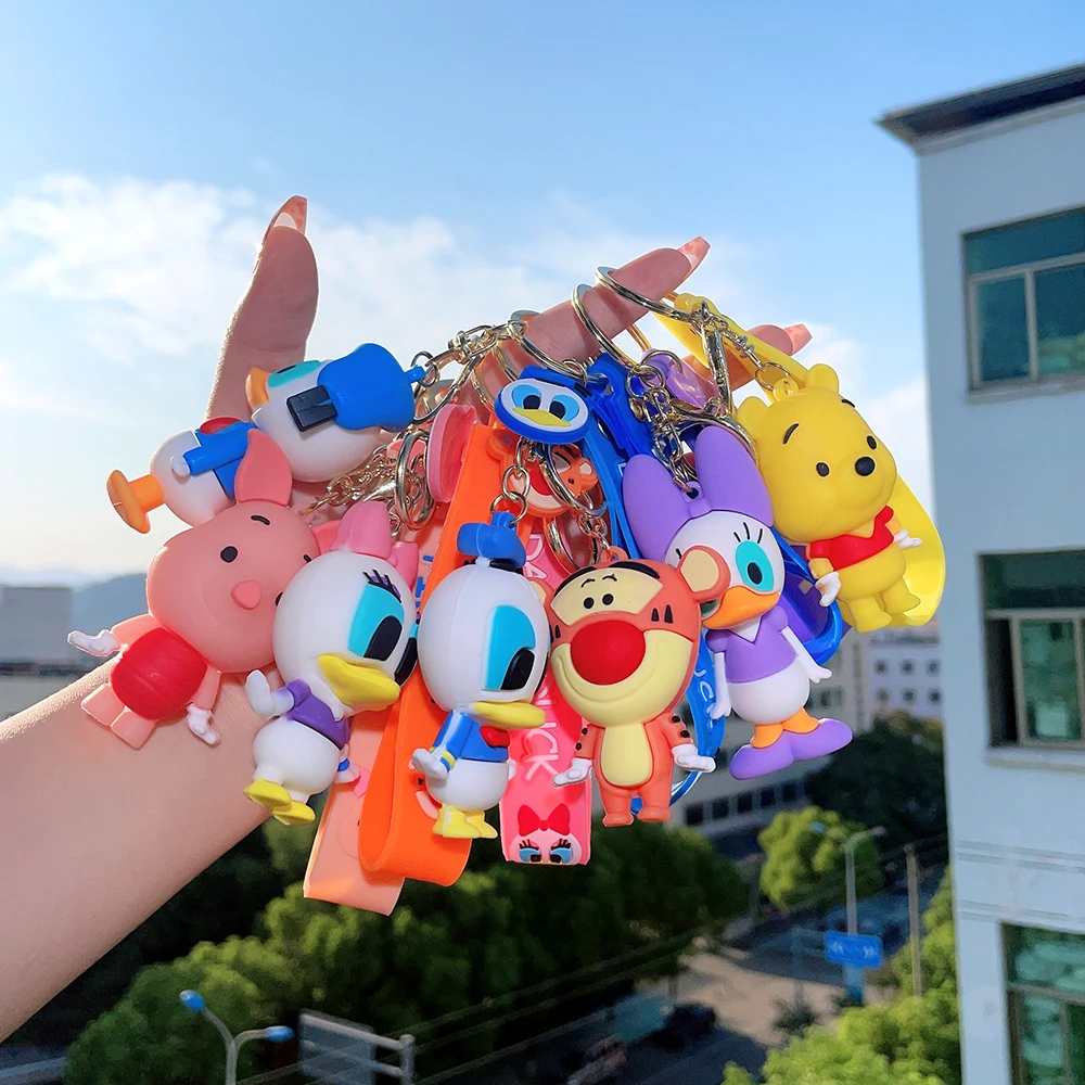 

Cartoon Anime Figuer Keychain Cute Donald Duck Tigger Winnie Bear Figurine Pendant Keyhoder for Women Bag Ornament Keyrings Toys
