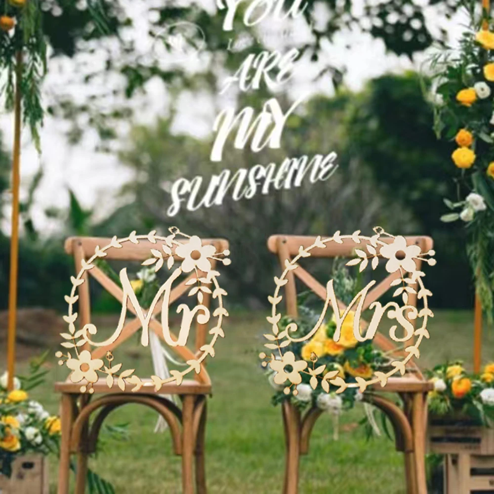 Свадебный свадебный венок с надписью на стул для невесты и жениха |