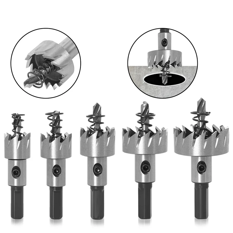 16/18.5/20/25/30mm 5pcs  Carbide Tip HSS Drill Bit Hole Saw Set Stainless Steel Metal Alloy Punch Hole  Woodworking Tools