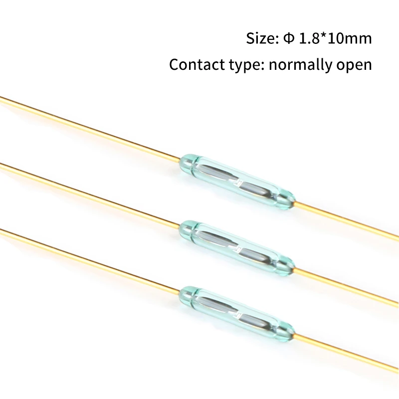 

5Pcs 1.8*10MM MKA-10110 Original Magnetic Reed Switch Normally Open Magnetic Induction Switch Green Glass Contact For Sensors