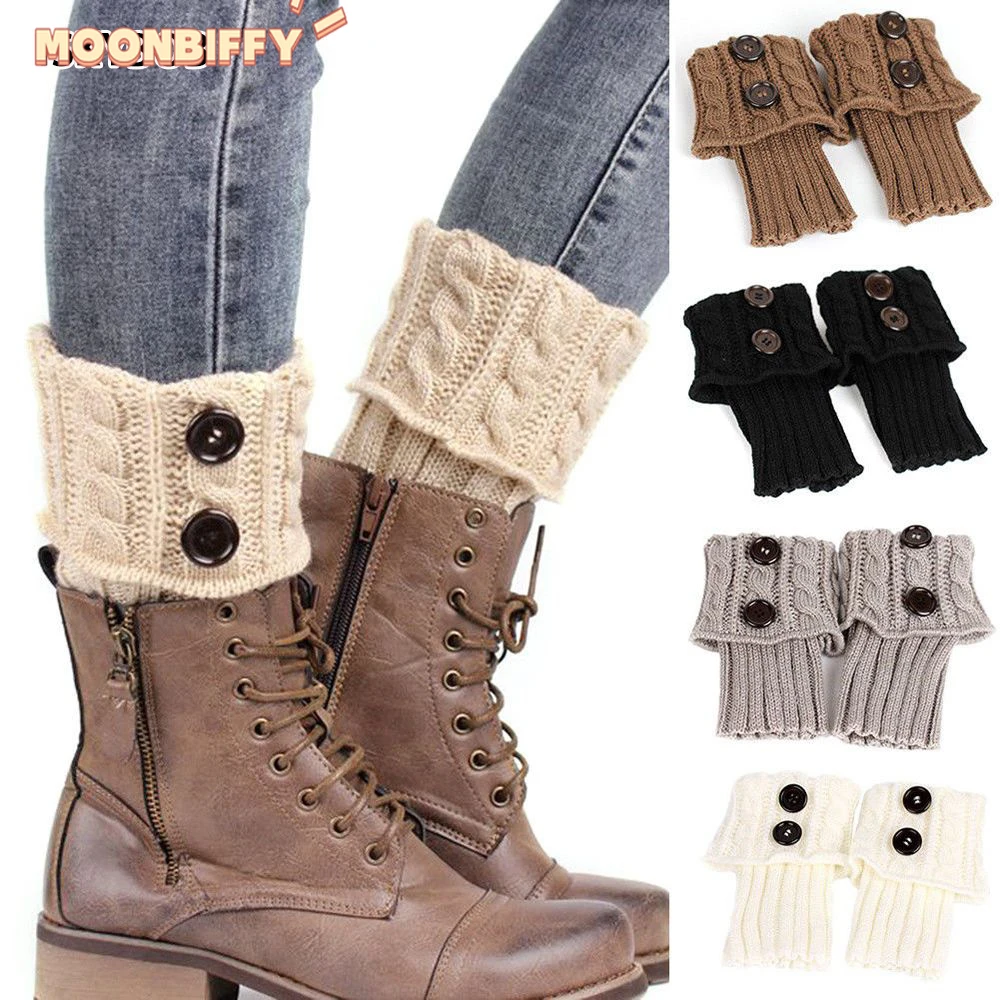 

2022 NEW Selling Women Autumn Winter Casual Ladies Leg Warmers Button Crochet Knit Boot Long Socks Solid Color
