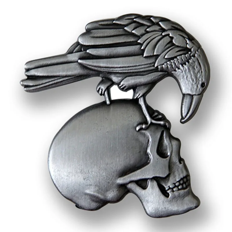 

Raven Crow Standing on the Skull Pin Enamel Brooch Alloy Metal Badges Lapel Pins Brooches for Backpacks Jewelry Accessories