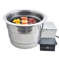 220V Commercial Electric Barbecue Grill Korean BBQ Machine Smokeless Round Grilling Pan For BBQ Shop