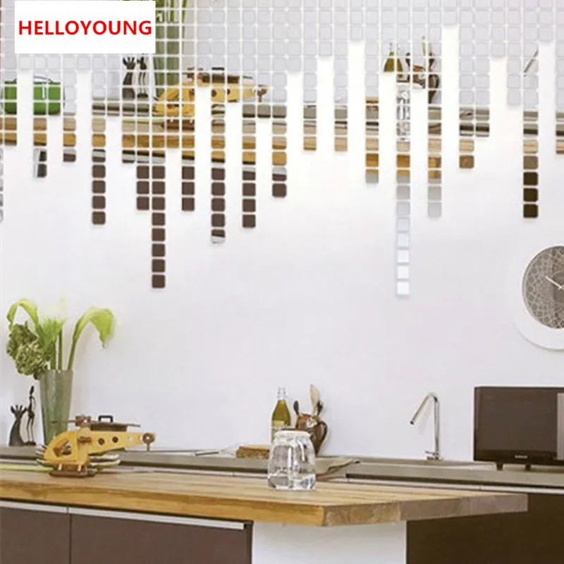 

100 шт., зеркальные акриловые наклейки на стену