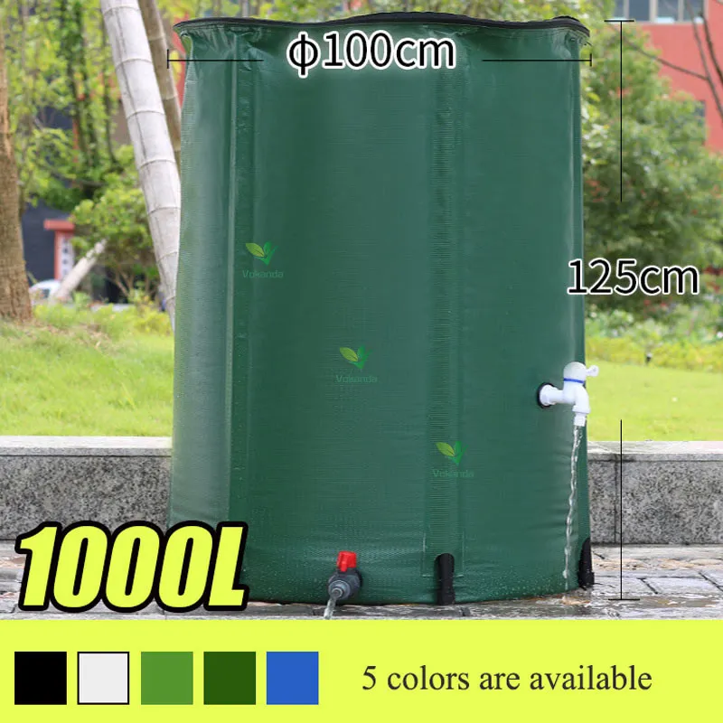 VOKANDA 1000 Liter 260 Gallon Rain Water Recovery Storage Tank Home Garden Drip Irrigation Water Bucket