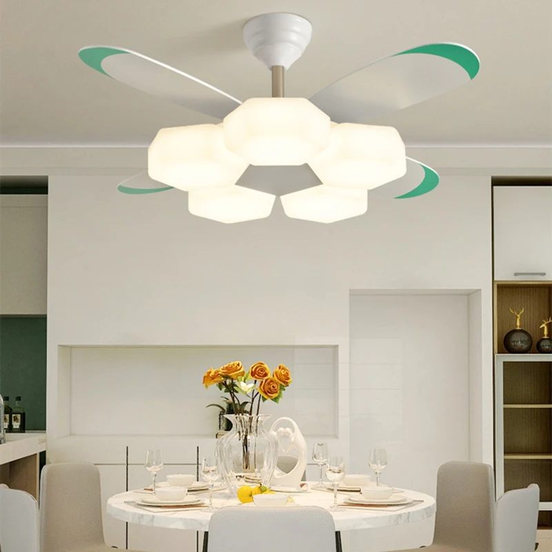

Nordic Modern Creative Variable Frequency Ceiling Fan Light Movable LED Ceiling Fan Lamp For Bedroom Restaurant Living Room