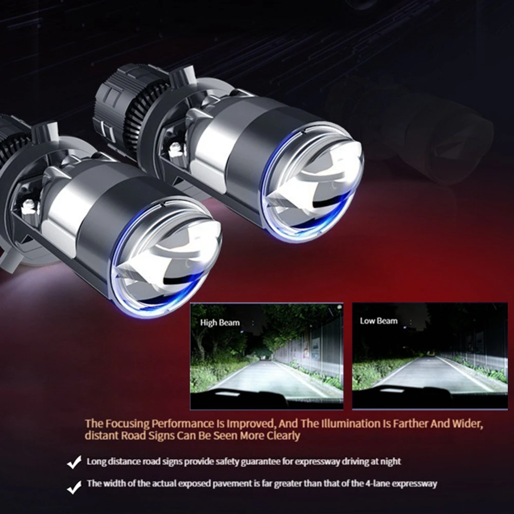 

2022 Latest High Power LED Car Fog Lamp H4 Hi Lo Headlamp Car Motorcycle Laser 25000LM Mini Dual Projection Lens