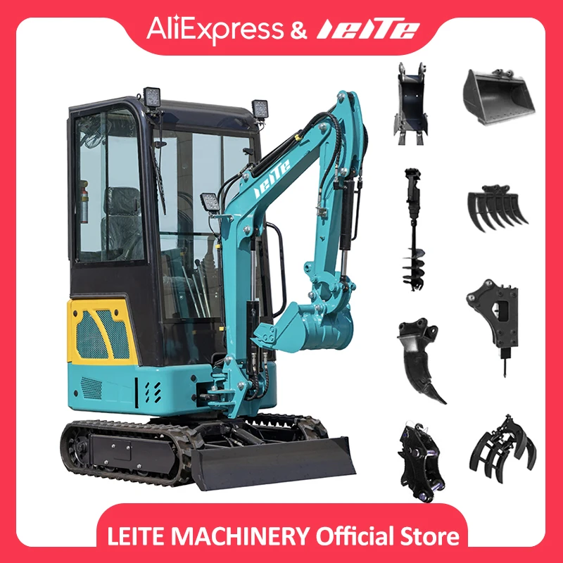 China 1.5 Ton 1.7 Ton Hydraulic Mini Excavator Machine 1500KG Small Digger EPA/EURO 5 Crawler Excavator Attachments For Sale