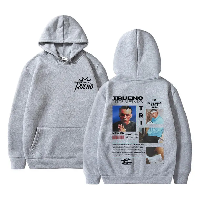 Hip Hop Rapper Trueno El Ultimo Baile 2024 Graphic Hoodie Men Women Oversized Pullover Male Fashion Vintage Hooded Sweatshirt