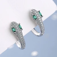 prevent allergy 925 stamp silver color small snake stud earrings for women trendy zircon hoop earrings bride vintage jewelry