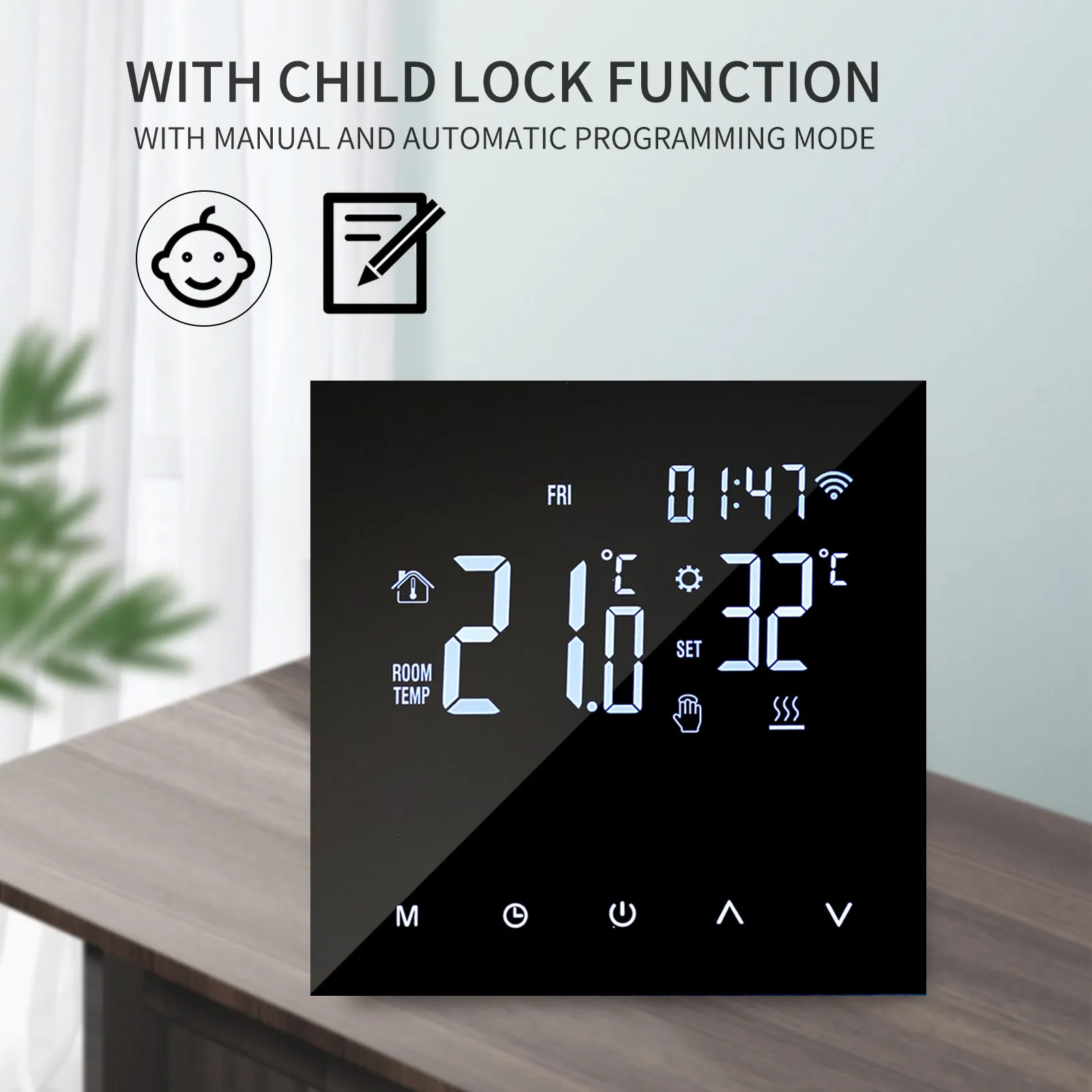 

WIFI Smart Heating Thermostat Digital Temperature Controller Mobile Phone APP Control Touchscreen LCD Display for Home School