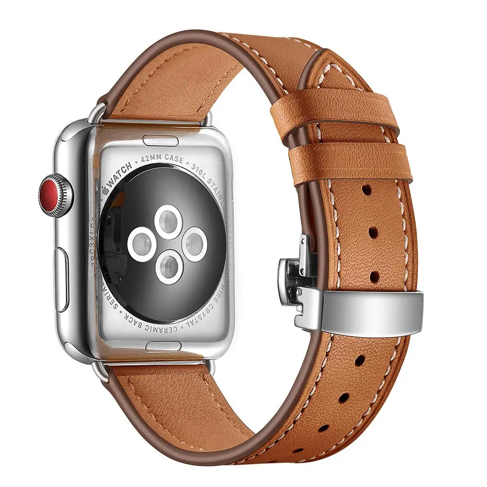 Genuine Leather strap for Apple watch band 45mm 41mm 44mm 40mm 42mm 38mm belt Accessories bracelet iWatch Seires 7 6 se 5 4 3